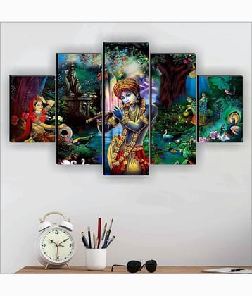 SNDArt Set Of 5 Radha Krishna Wall Paintings For Home Decor Gift Items 18 x30 inch