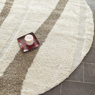GALLERY HOME Silky Smooth Anti-Skid Shaggy Round Carpet with 2 inch Thickness (5 x 5 Round, Ivory K2)