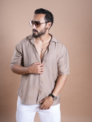Riviera Half Sleeve Linen Embroidered Shirt Beige-x-large / Beige / Riviera Half Sleeve Flower Embroidery Style Shirts