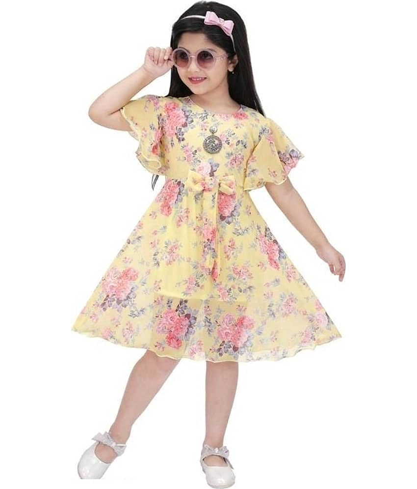 9stiches Georgette Dress For Baby Girls ( Pack of 1 , Yellow )