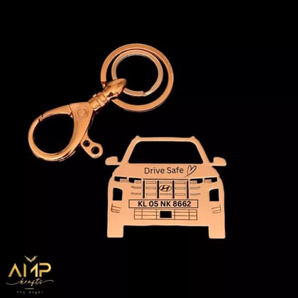 Hyundai Creta Facelift 2024 Personalized Keychain-Front View / Rose-Gold