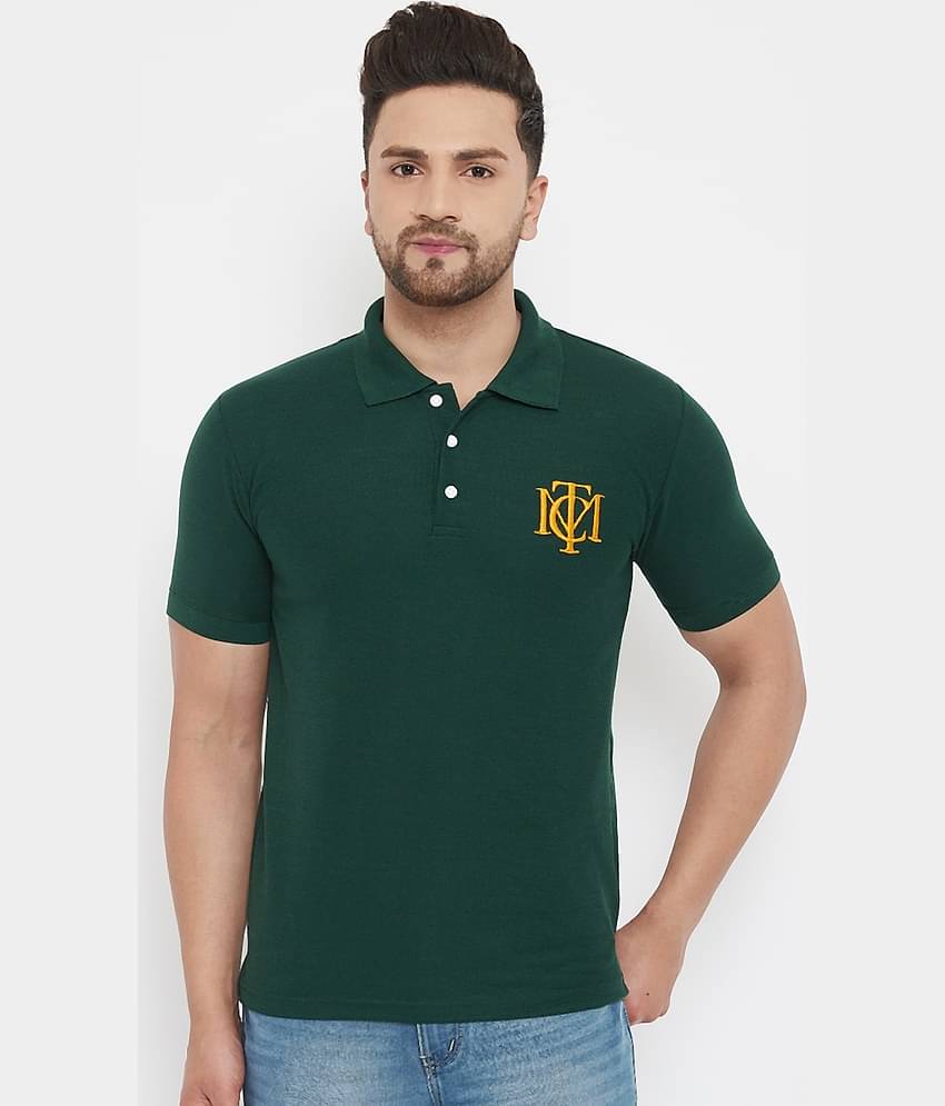 The Million Club Pack of 1 Cotton Blend Regular Fit Solid Half Sleeves Men's Polo T Shirt ( Green )