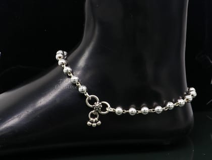 6mm 925 sterling silver beaded/ball chain anklet bracelet amazing light weight delicate anklets silver jewelry ank536-9