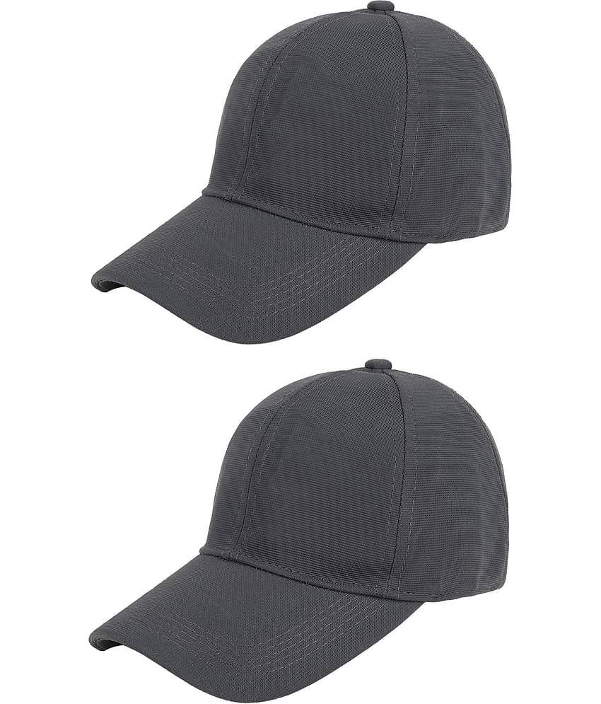 Zacharias - Gray Cotton Blend Men's Cap ( Pack of 2 )
