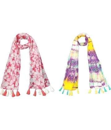 stolevilla Multi Printed Poly Cotton Yarn Stoles ( Pack of 2 )