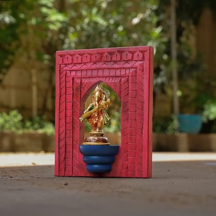 Handcrafted Vintage Brass Lord Ganesh Idol on Wooden Frame
