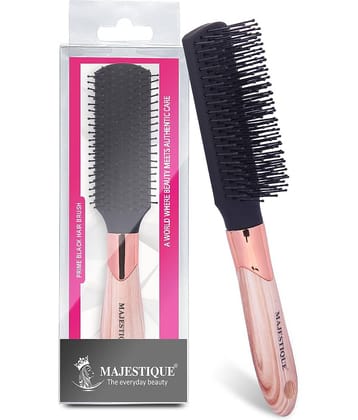 Majestique Prime Black Hair Brush 9 Row Flat Series Detangling Hair Brush for Men/Women - Pack of 1