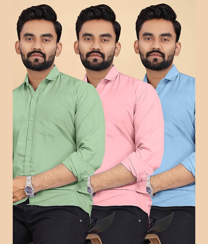 ALY JOHN Cotton Regular Fit Full Sleeves Men's Formal Shirt - Multicolor 7 ( Pack of 3 )