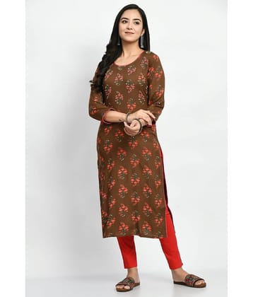 MAURYA Rayon Printed Straight Women's Kurti - Brown ( Pack of 1 )
