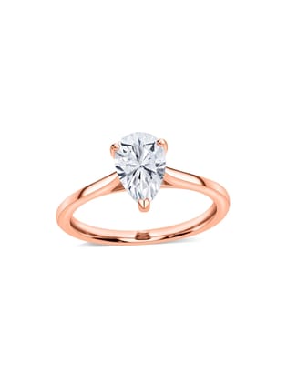 1.5 Carat I Love Pear Solitaire Rings-10 / 9K / Rose Gold