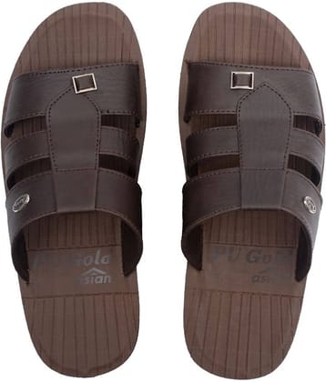 ASIAN Brown Men's Leather Slipper