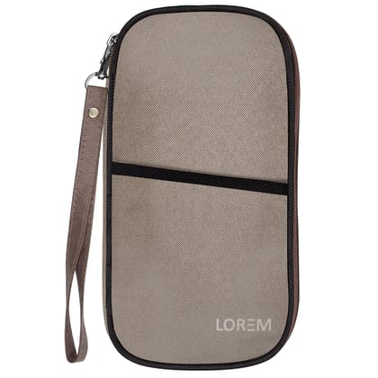 LOREM Travel Document Organizer, Grey & Black, Waterproof Passport Holder with Multiple Card Slots and Zipper Compartments