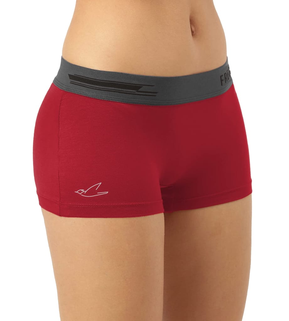 Freecultr Women's Underwear Antibacterial Micromodal Airsoft | Boy Short - Non-Itch, No Chafing, Sweat-Proof Comfort Pack of 1-Sassy Red