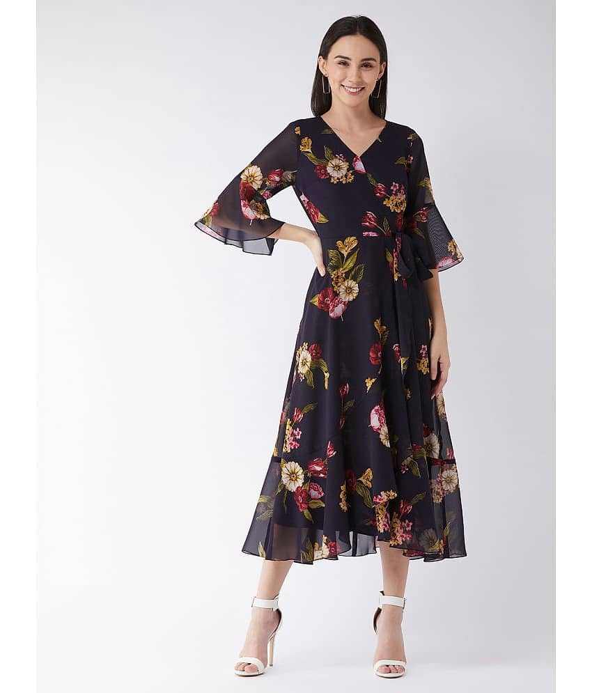 Miss Chase Women Georgette Printed A-line Dress ( Multi Color )