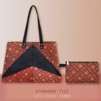 Athangudi Tile Tote/Pouch Combo