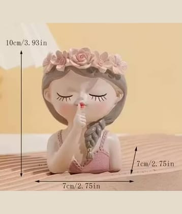 Cute Beautiful Combo Flower Girls Succulent Planter Pots Container | Garden Decor Set for Home Office Desktop Gift Decoration (Quiet Girl)