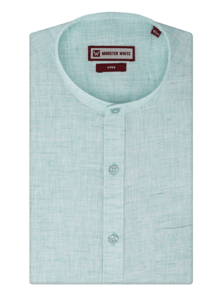 Men's Sea Green Color Chinese Collar Regular Fit Shirt Apex-36 / Green
