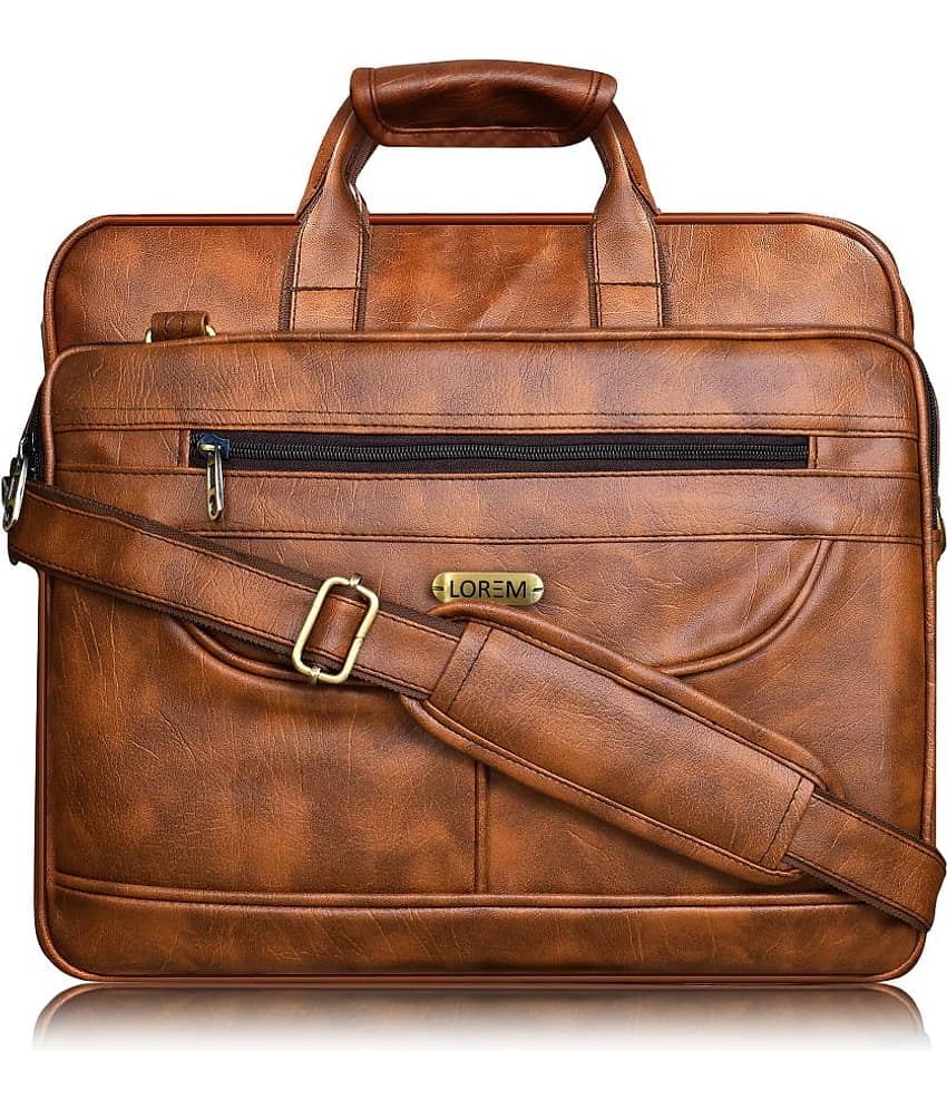 Lorem Tan Faux Leather Office Bag