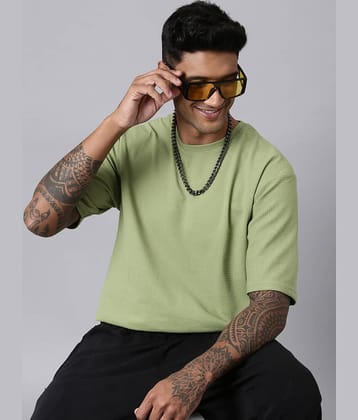 LEWEL Polyester Oversized Fit Solid 3/4th Sleeves Men's Round T-Shirt - Light Green ( Pack of 1 )