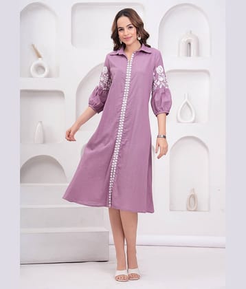 HIGHLIGHT FASHION EXPORT Women Cotton Embroidered A-line Dress ( Sea Green )