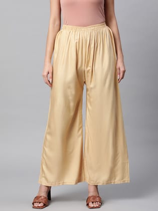 Rang Gali Women's Beige Solid Rayon Palazzo-26
