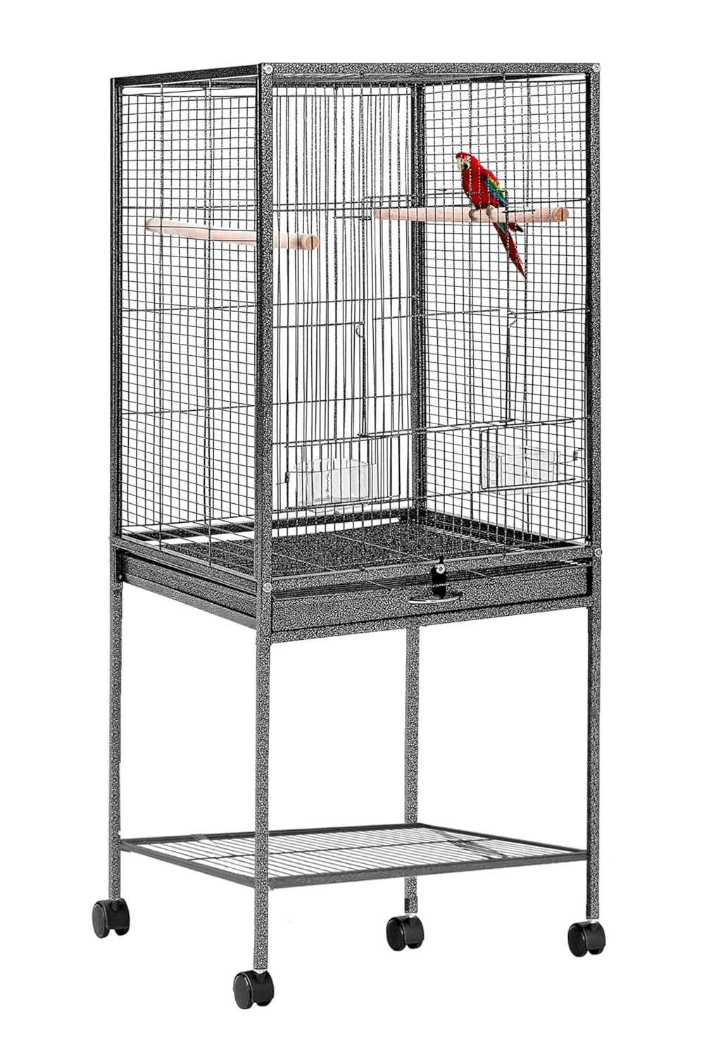 48-Inch Extendable Bird Cage – XL Cage with Locking Casters & Accessories