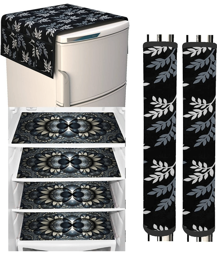 Shaphio Set Of 7 Pvc Black Fridge Top Cover, Fridge Cover