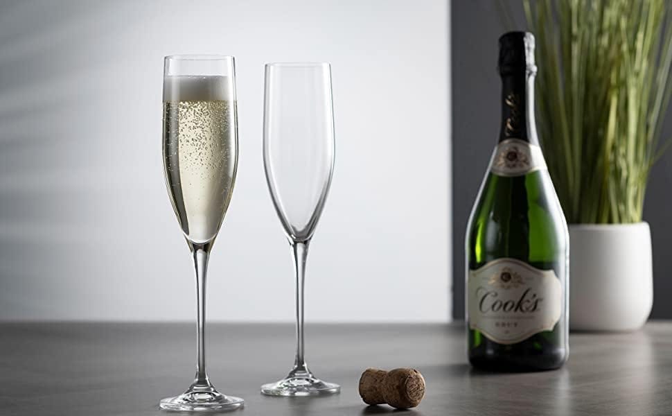 Red Wine Glass Elegant Bar Glassware for Champagne Flute Brandy Glass, Margarita, Whiskey, Cocktails and Mixed Drinks Glasses, Unique Long Champ Glasses (190 ML)