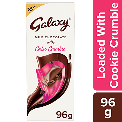 Galaxy Milk Chocolate Bar - With Cookie Crumble, Silky Smooth, 96 g
