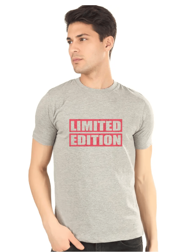 Men's Grey Regular Fit T-Shirt - 'Limited Edition' Graphic Tee - M