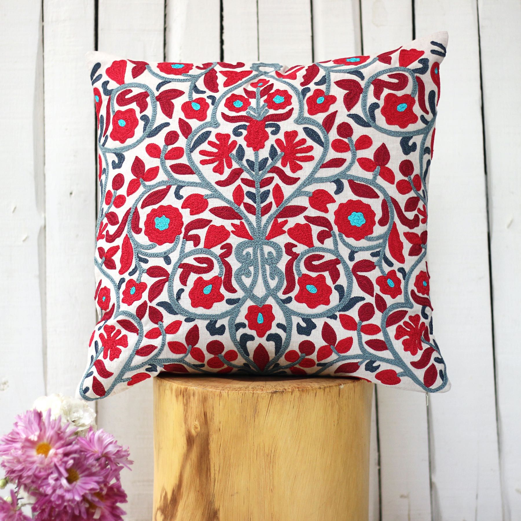 Pink Floral Sofa Cushion