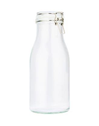 NATURALLY YOURS Clear 1000 ml Round Glass Storage Jars with Airtight Glass Lids