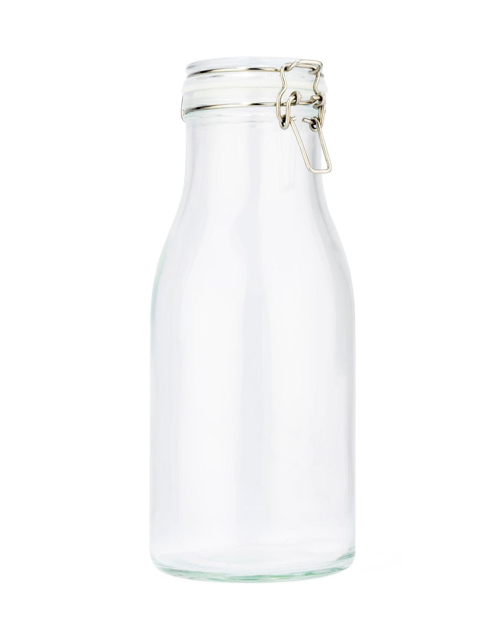 NATURALLY YOURS Clear 1000 ml Round Glass Storage Jars with Airtight Glass Lids