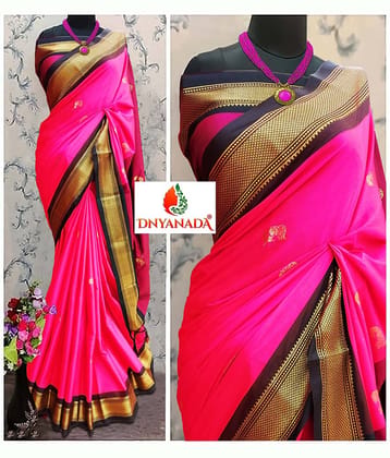 Mysstre Cotton Silk Woven Saree With Unstitched Blouse Piece ( Fluorescent Pink )