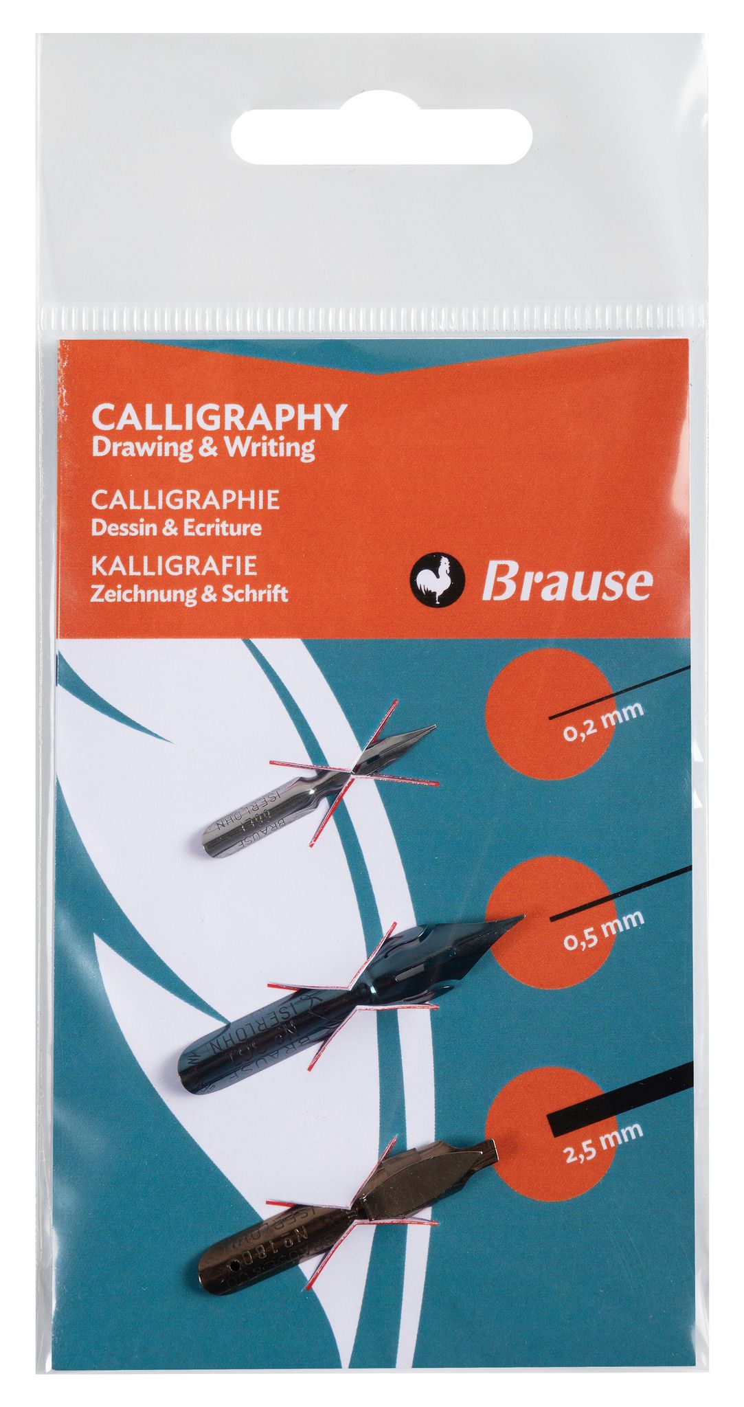 Brause Set of 3 Writing Nibs - 66B/Bandzug 2.5mm/Steno