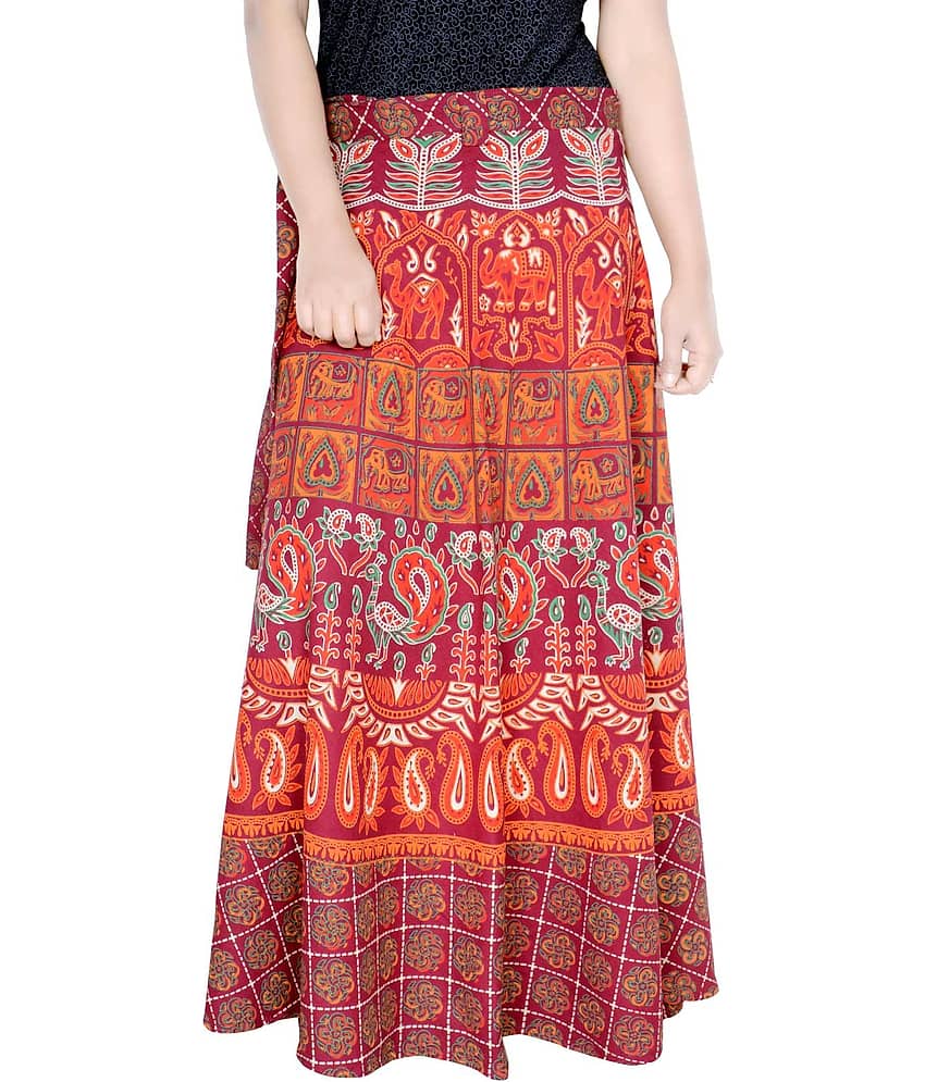 Sttoffa Cotton Wrap Skirt - Maroon