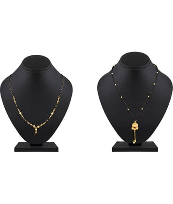 Asmitta Ethnic Black Beaded Gold -toned Combo Set of 2 Mangalsutra for Women