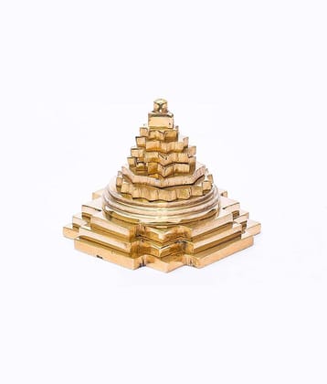 Rudradivine Brass meru Shree Yantra 2x2 Inch for Success FULFILMENTS Enormous Wealth Luck Power Prosperity Correcting VAASTU DOSH Financial Stability Brass Meru Shree Yantra