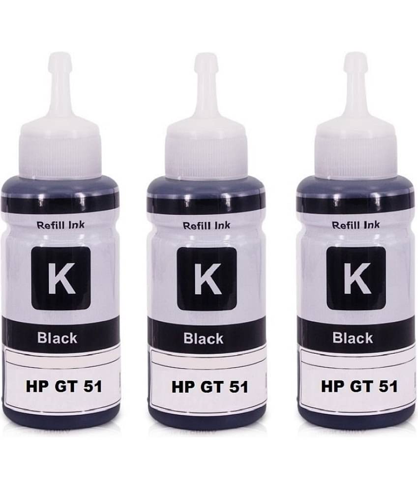zokio GT51 5811 For H_P Black Pack of 3 Cartridge for GT51 INK GT52 Gt5810, Gt5811, Gt5820, Gt5821, 310, 315, 319, 410, 415, 419