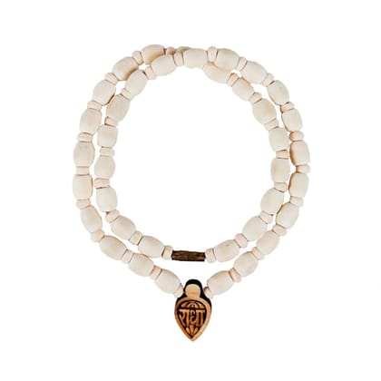 MAYAPURI Tulsi Mala with Sree Radha Engraved Locket Sacred Hindu Prayer Beads Necklace Suitable for Praying, Mandir, Pooja Articles (Set of 1)