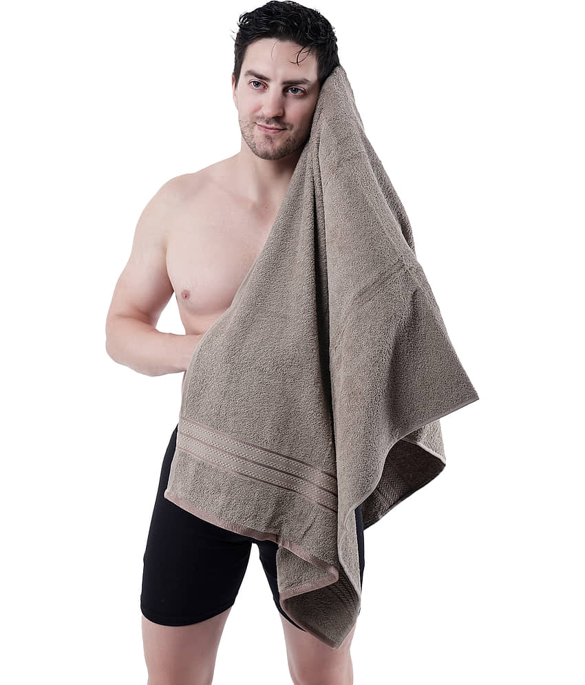 Dollar Cotton Striped 500 -GSM Bath Towel ( Pack of 1 ) - Camel