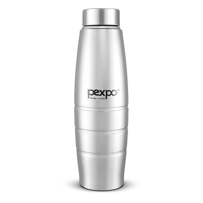 Pexpo Stainless Steel Fridge Water Bottle, 1L, Silver, Duro | Eco-Friendly Water Bottle with 3X Powder Coating