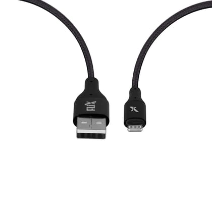 Flix (Beetel) Usb To Lightning Nylon Braided Data Sync And 480Mbps Data Sync, Super Strong Durable Nylon 2A Fast Charging Cable For Charging Adapter (Black, 1 Meter) - Xcd-L103