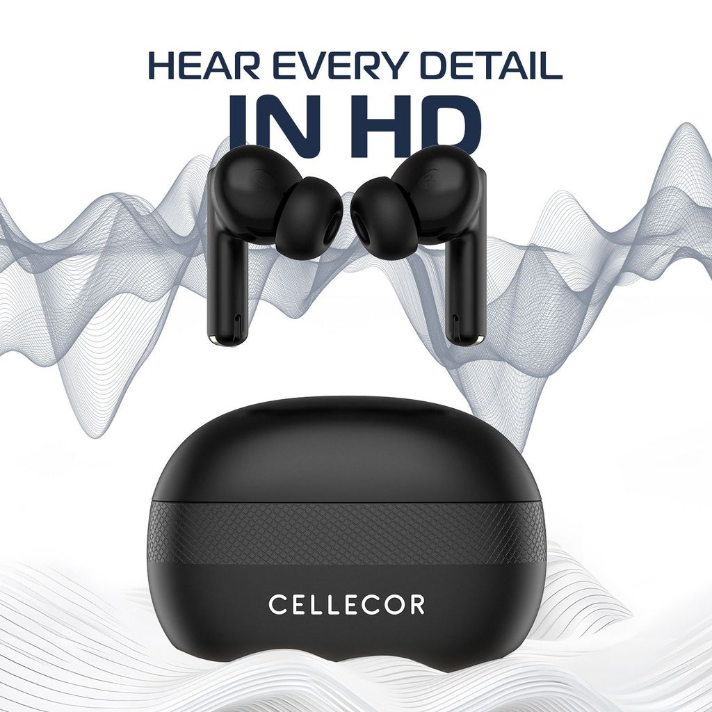 Cellecor BroPods C105 Tune TWS |45H Playtime, ENC, 5.3v, IPX5, 50ms Low Latency Gaming Bluetooth-Black