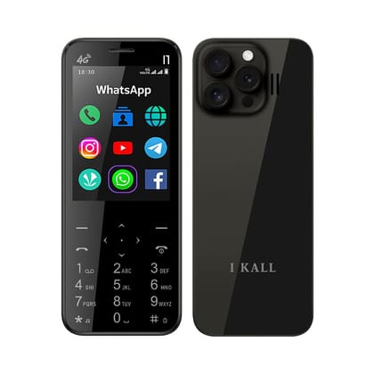 IKALL I1 4G Touch & Type Android Keypad Mobile | WiFi & 4G Sim Support | 2.8 Inch Display, 2GB Ram 16GB Storage | Supporting Wtsp, FB, Utube and Insta (Black) Black