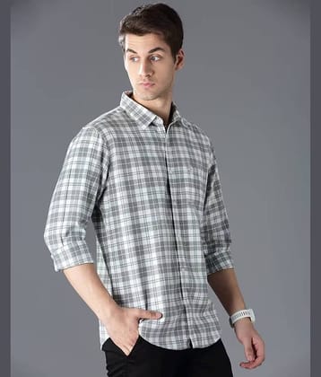 IQIVLI Cotton Blend Regular Fit Checks Full Sleeves Men's Casual Shirt - Grey ( Pack of 1 )