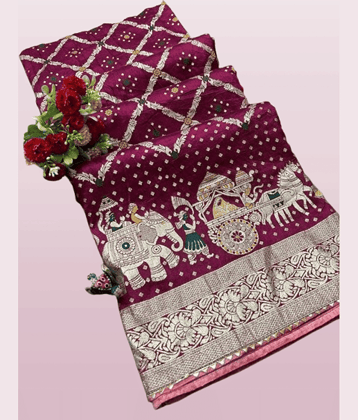 Today Deal Silk Woven Saree With Unstitched Blouse Piece ( Wine )
