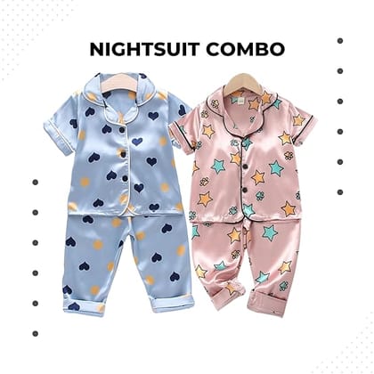 2 NIGHT SUITS COMBO FOR BOYS AND GIRLS (Printed Design)-1-2 YEARS