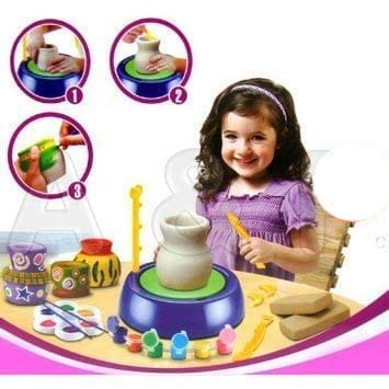 Pottery Wheel Battery Operated with Clay Learning and Education Toys Game Multicolor for Kids Boys and Girls