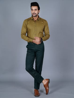 QVERR Regular Fit Men Dark Green Trousers